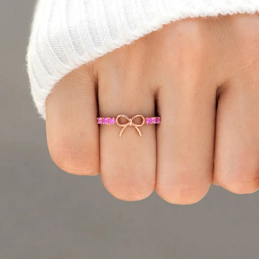 The Margaux Bow Ring — rose-gold plated sterling silver bow ring